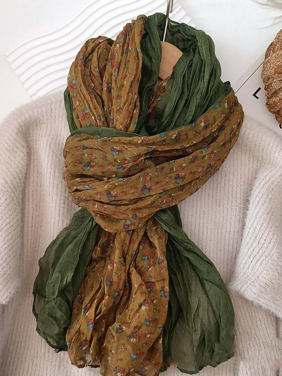 Women Summer Floral Spliced Thin Shalw Scarf