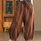 Women Autumn Casual Solid Spliced Cotton Harem Pants