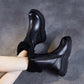 Women Vintage Leather Fleece-lined Platform Boots