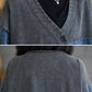 Women Autumn Worn Colorblock Denim Long Coat