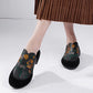 Women Ethnic Autumn Embroidery Leather Low Heel Shoes