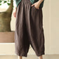 Women Summer Retro Solid Linen Loose Harem Pants