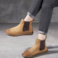 Women Colorblock Genuine Leather Flat Chelsea Boots