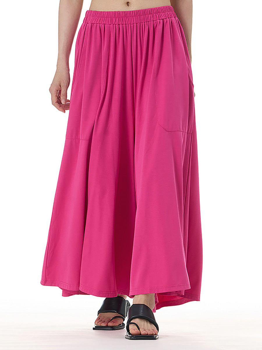 Women Summer Casual Solid Wide-leg Loose Pants