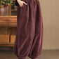 Women Autumn Retro Corduroy Spliced Harem Pants