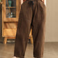 Women Autumn Vintage Solid Spliced Pocket Harem Pants