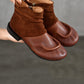 Women Vintage Suded Leather Spliced Low Heel Boots