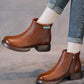 Women Vintage Commute Leather Zipper Mid-Heel Boots