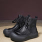 Women Casual Winter Solid Leather Strap Platform Boots