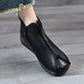 Women Vintage Genuine Leather Spliced Low Heel Boots