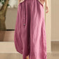 Women Summer Dual-layer Wide-leg Ramie Pants