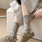 5 Pairs Women Artsy Floral Jacquard Cotton Socks