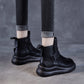 Women Vintage Genuine Leather Spliced Platform Ankle Boots