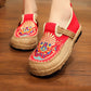 Women Summer Ethnic Embroidery Cloth Linen Flat Shoes