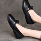 Women Summer Ethnic Solid Bowknot Leather Flat Shoes