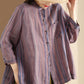 Women Spring Vintage Stripe Button-Up Blouse