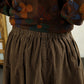 Women Vintage Autumn Solid Spliced Cotton Skirt