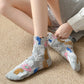 5 Pairs Women Winter Flower Animals Jacquard Socks