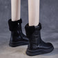 Women Vintage Leather Fleece-lined Platform Boots