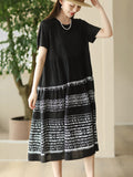 Women Summer Casual Spliced Loose Dress