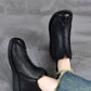 Women Vintage Genuine Leather Spliced Low Heel Boots