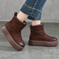 Women Winter Genuine Leather Fleece-lined Platform Boots