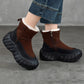 Women Winter Genuine Leather Fleece-lined Platform Boots