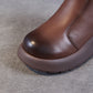 Women Vintage Genuine Leather Fleece-lined Platfrom Boots