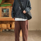 Women Autumn Vintage Cotton Fleece-lined Harem Pants