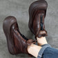 Women Vintage Vintage Leather Zipper Platform Boots