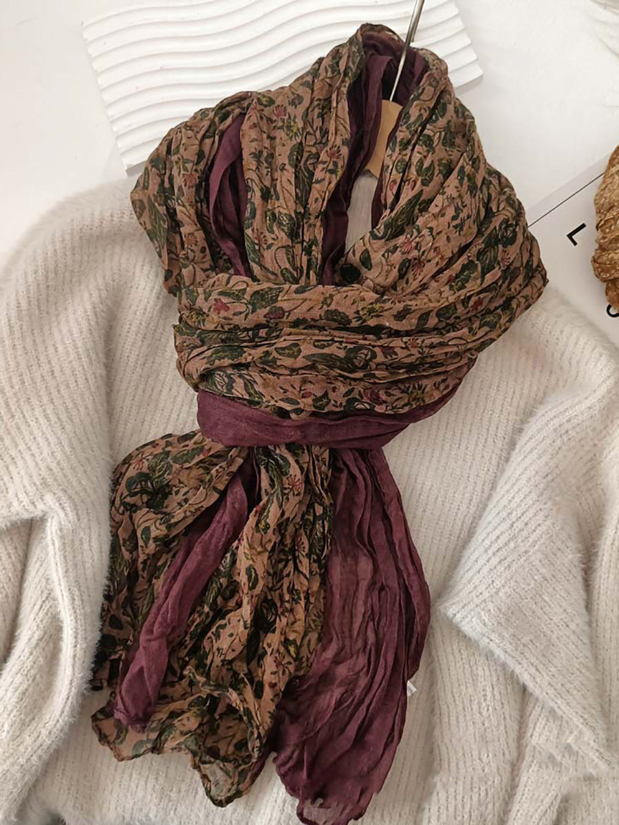 Women Summer Floral Spliced Thin Shalw Scarf