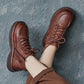 Women Vintage Winter Genuine Leather Low Heel Boots