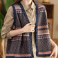 Women Ethnic Stripe V-Neck Cotton Vest