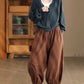 Women Autumn Casual Solid Spliced Cotton Harem Pants