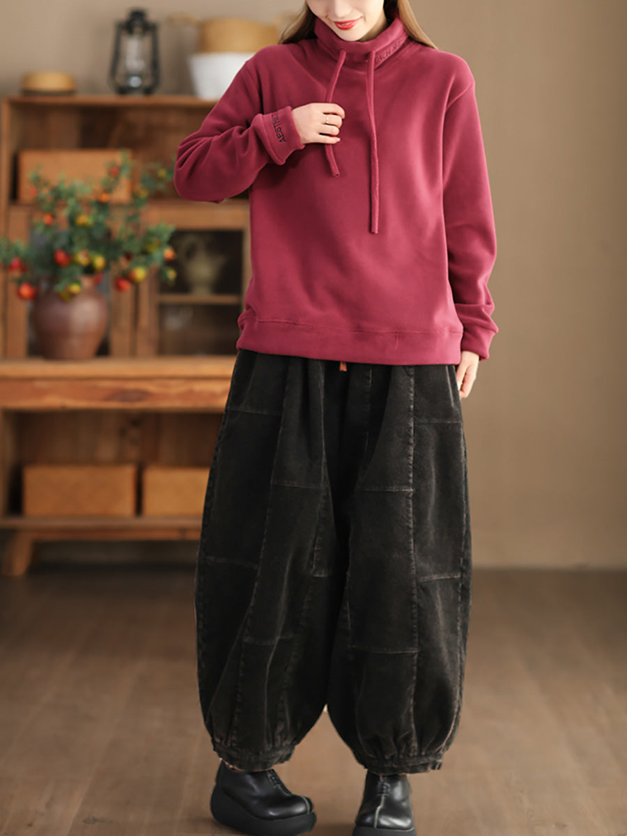 Women Autumn Retro Corduroy Spliced Harem Pants