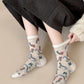 5 Pairs Women Artsy Floral Colorblock Jacquard Socks