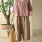 Women Summer Retro Solid Linen Loose Harem Pants