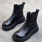 Women Vintage Genuine Leather Zipper Platfrom Boots