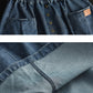 Women Casual Pocket Button Loose Sold Denim Skirt