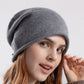 Women Autumn Pure Color Strap Knit Hat