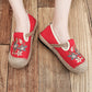 Women Ethnic Flower Embroidery Linen Cotton Flat Shoes