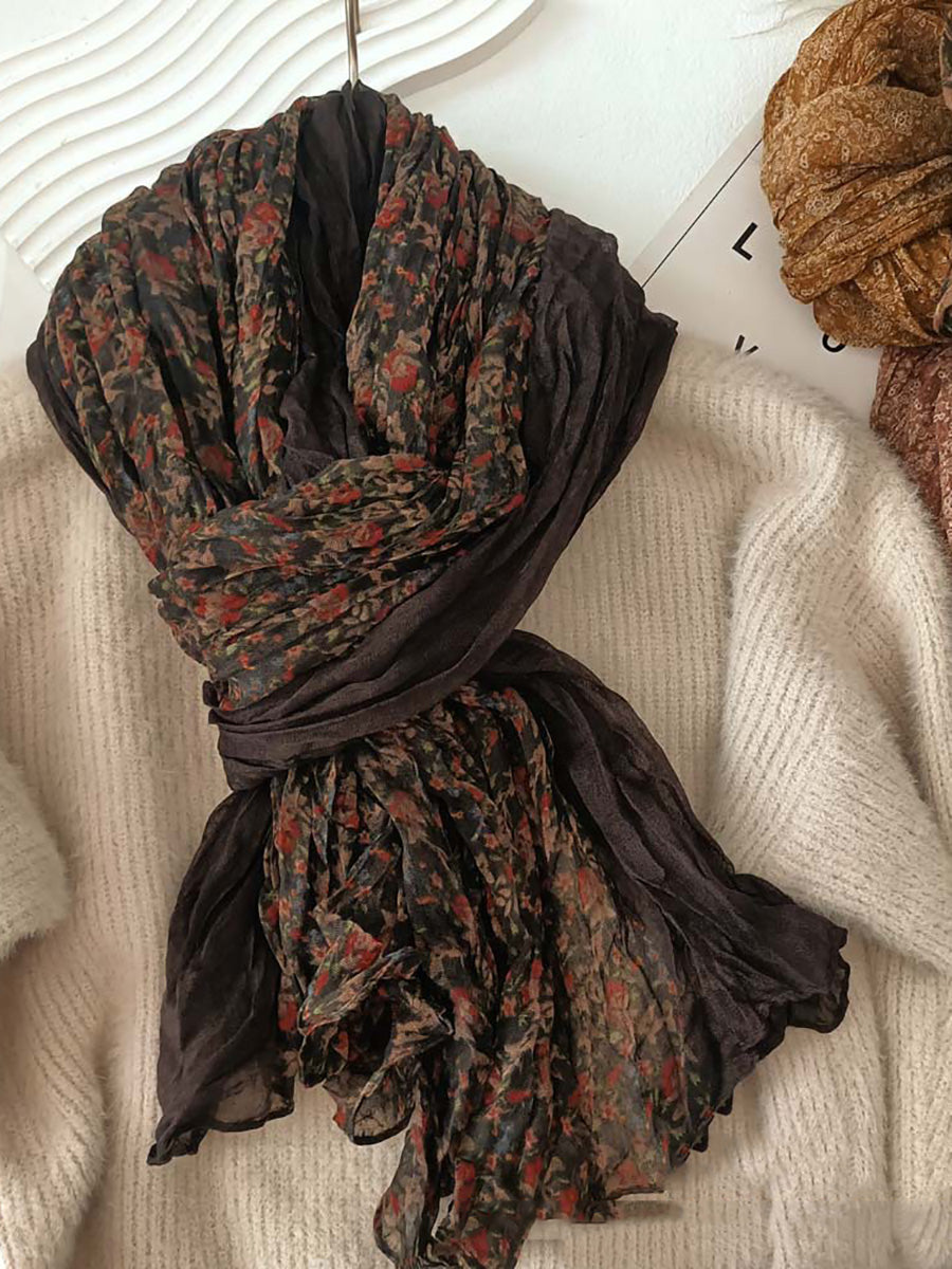 Women Summer Floral Spliced Thin Shalw Scarf