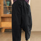 Women Autumn Vintage Solid Spliced Pocket Harem Pants