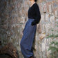 Women Vintage Autumn Solid Loose Ramie Cuffed Pants