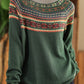 Women Vintage Autumn Jacquard Half Turtleneck Sweater