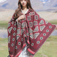 Women Bohemia Warm Rhomboids Tassel Hooded Shawl