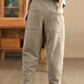 Women Autumn Vintage Cotton Fleece-lined Harem Pants