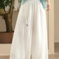 Women Summer Dual-layer Wide-leg Ramie Pants