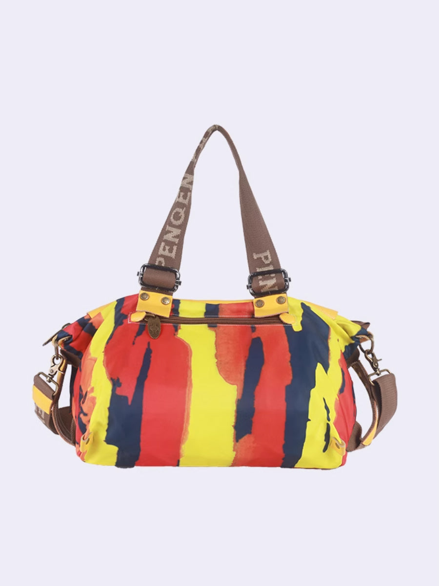 Women Retro Leather Spliced Crossbody Bag