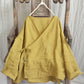 Women Vintage Autumn V-Neck Strap Loose Linen Blouse